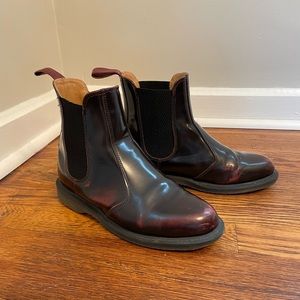 Flora Chelsea Boot in Maroon Patent Leather